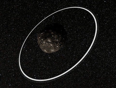 Vue d’artiste de l’astéroïde centaure (10199) Chariklo