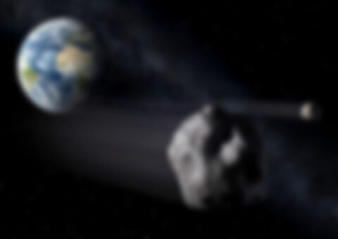 Vue d’artiste d’astéroïdes géocroiseurs